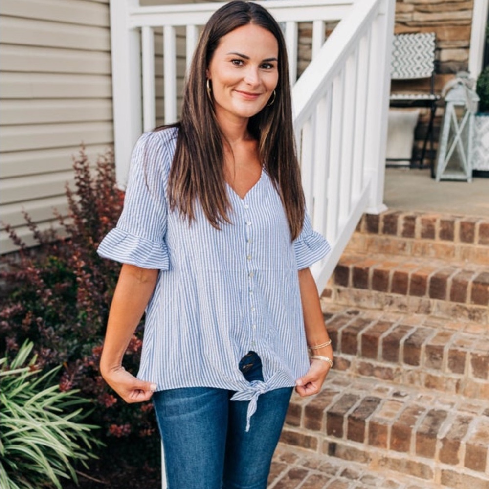 Blue and white nautical top